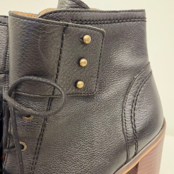 Franco Sarto Black Leather Lace-up Heeled Ankle Boots Size 9M - Picture 6 of 9